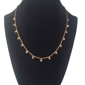 Gold Tone Necklace with Petite Crystal Bead Dangles  NWT